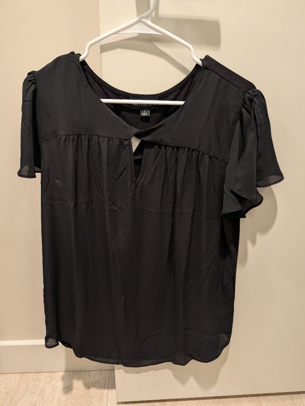 Fortune and Ivy black blouse with key hole